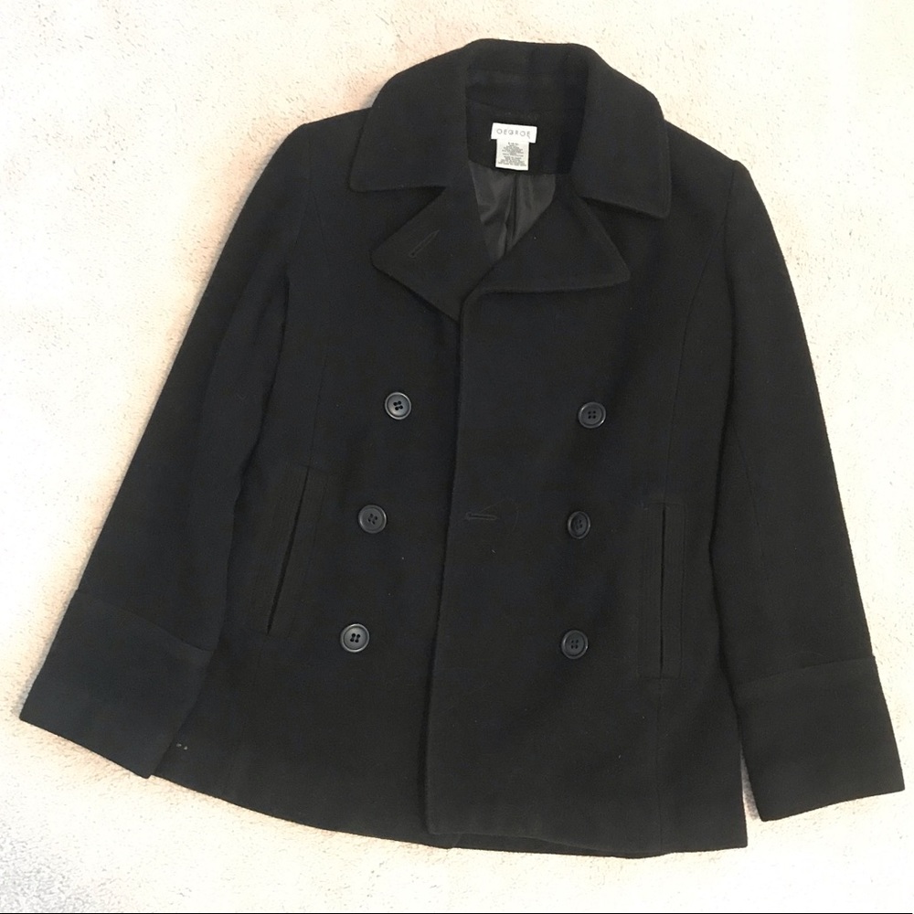 Black George Doubled Breasted Pea Coat
